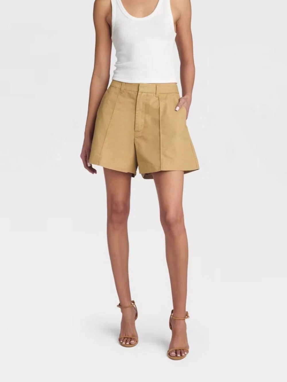 KBB by KAHLANA Women's 'The Flared Chino Shorts' - Brown 10,12